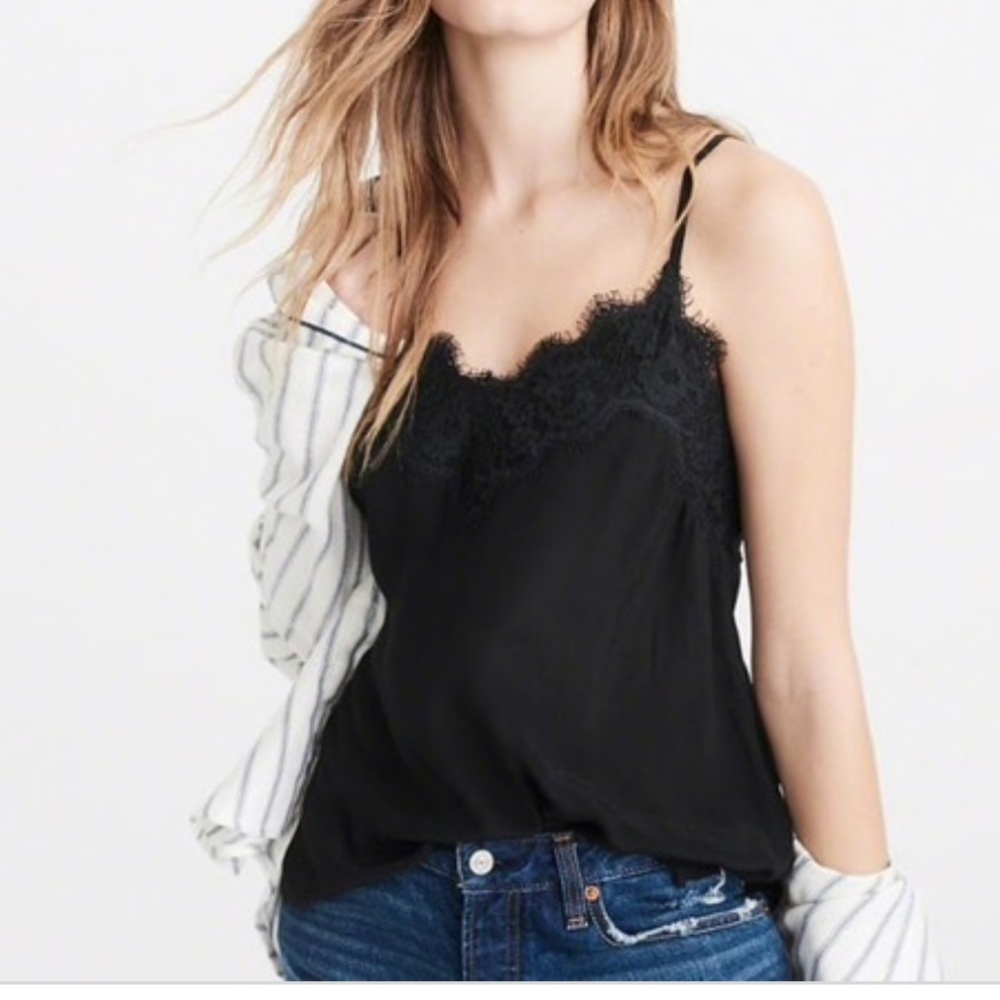 Abercrombie & Fitch Black Lacey Cami Tank